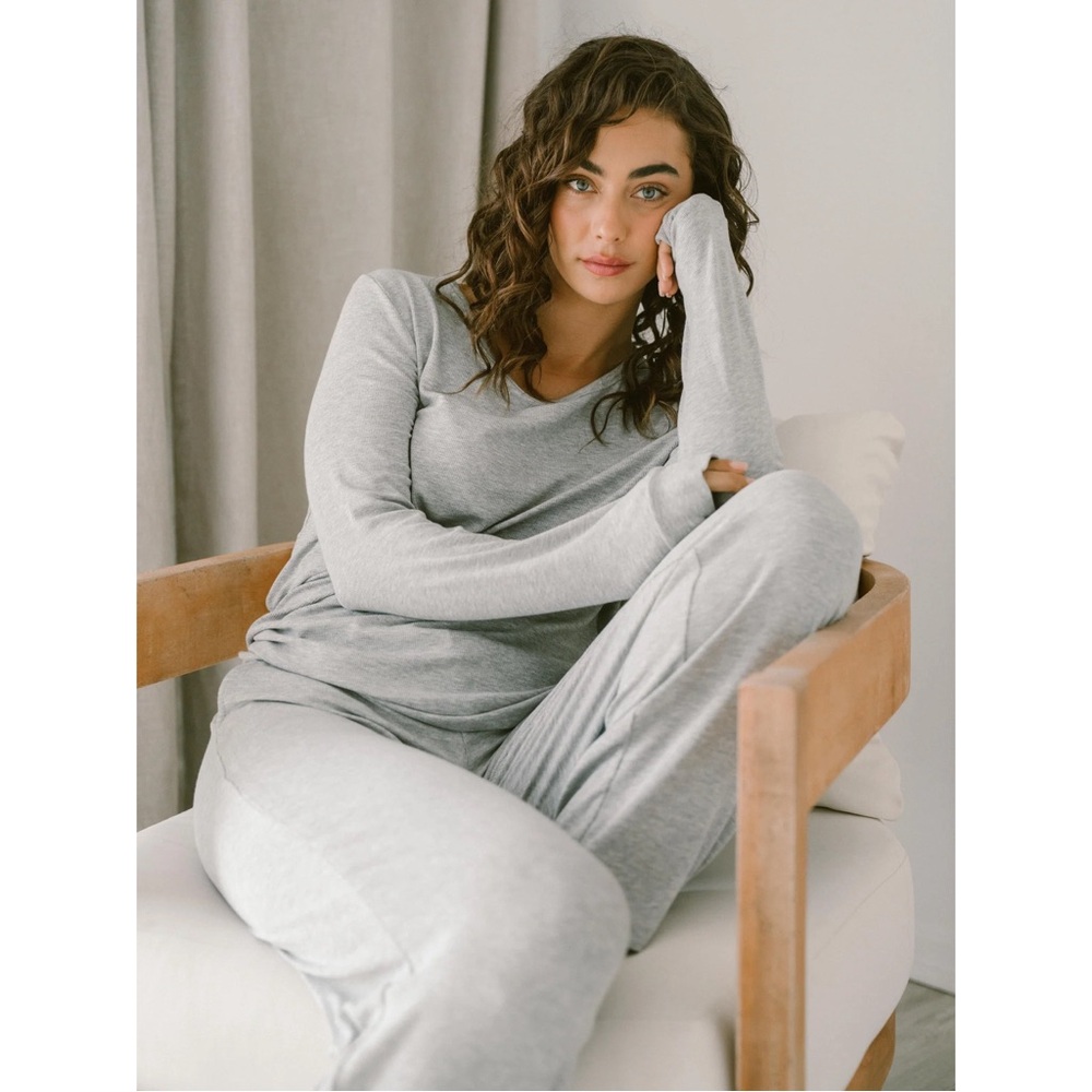 Grey Rib-Knit Lounge Pant - Picture 2 of 6